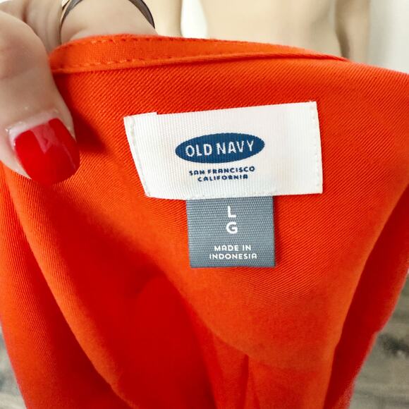 [Old Navy] Orange V-Neck Cap Sleeve Oversized Cocoon Mini Dress Size Large L - Picture 9 of 10